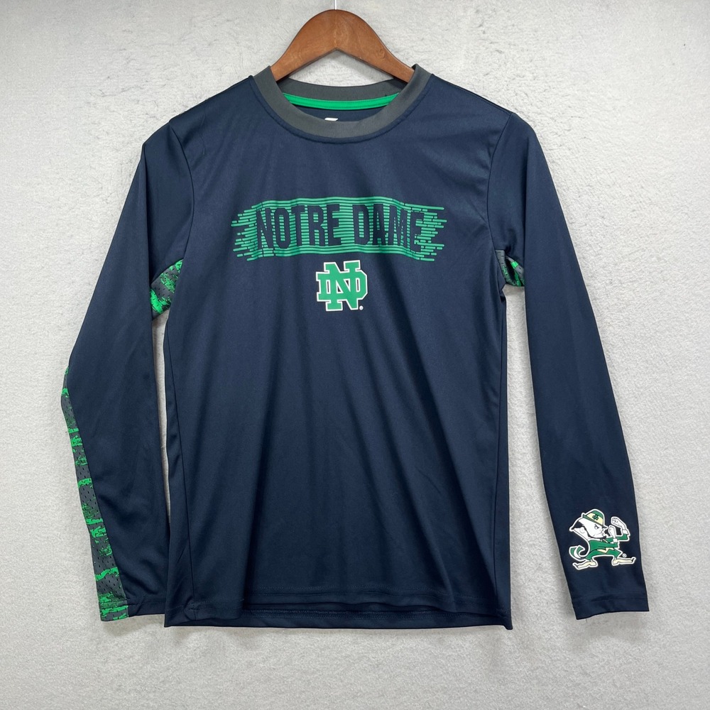 Notre Dame Colosseum Shirt Youth M 12-14 Navy Long Sleeve Fighting Irish Logo